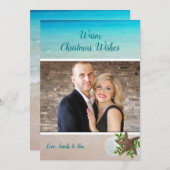 Carte Modèle photo de sable de Noël de plage (Devant / Derrière)