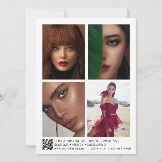 Carte Modélisation Actor Comp Card 5 Photo QR Code (Dos)