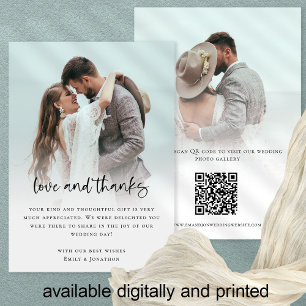 Carte Modern 2 Photo Bold Script QR Code Love Thanks