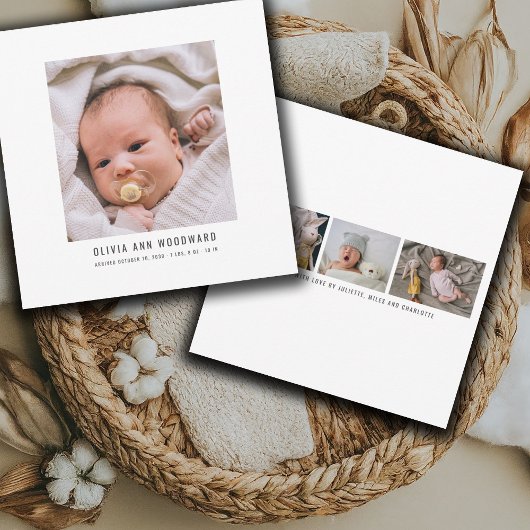 Carte Modern Baby Photo Collage Birth Announcement