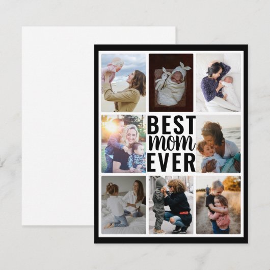 Carte Modern Best Mom Ever Black & White Photo Collage (Devant / Derrière)
