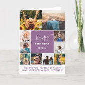 Carte Modern birthday purple 10 photo collage grid (Devant)