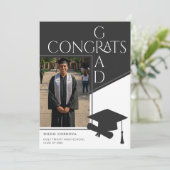 Carte Modern Black White Geometric Photo Graduation (Debout devant)