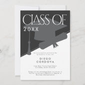 Carte Modern Black White Geometric Photo Graduation (Dos)