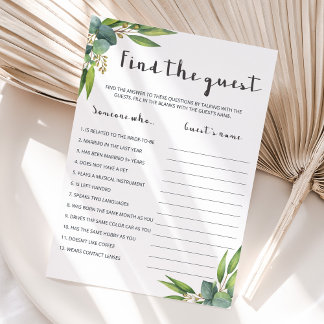 Carte Modern Botanical Eucalyptus Find The Guest Game