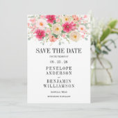 Carte Modern Bright Pink Floral Wedding Save The Date (Debout devant)