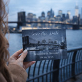 Carte Modern Brooklyn Bridge NYC Navy Blue Cityscape