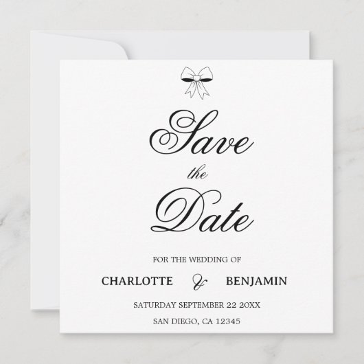 Carte Modern Burgundy Script Ivory Bow Chic Wedding Card (Devant)