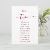 Carte Modern Burgundy Script White Seating Chart Card (Debout devant)