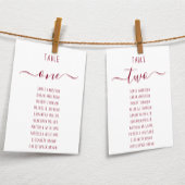 Carte Modern Burgundy Script White Seating Chart Card