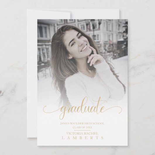 Carte Modern Chic Gold Typography Script Graduate School (Devant)