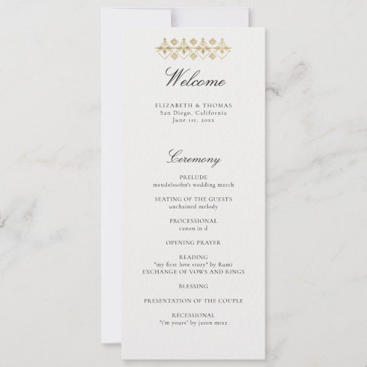 Carte Modern Classic Formal Golden Lys Wedding Program (Devant)