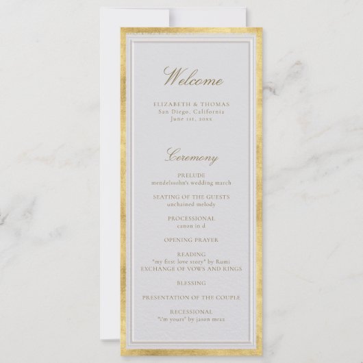 Carte Modern Classic Gold Ivory Formal Wedding Program (Devant)