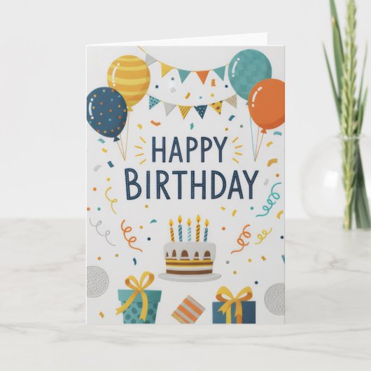 Carte Modern Confetti & Balloons Happy Birthday Card (Devant)