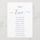 Carte Modern Dusty Blue Script White Seating Chart Card (Dos)