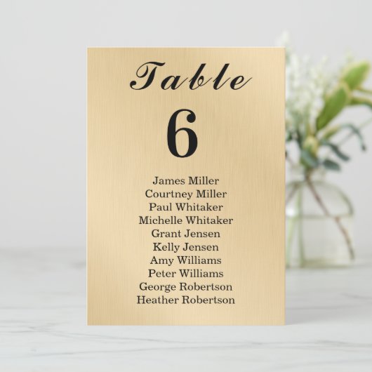 Carte Modern Elegance Gold Table Number Seating Chart (Debout devant)
