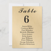 Carte Modern Elegance Gold Table Number Seating Chart (Dos)