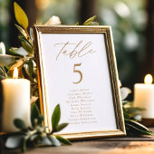 Carte Modern Elegance Gold Table Number Seating Chart