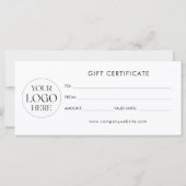 Carte Modern Elegant Business Logo Gift Certificate (Dos)