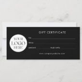 Carte Modern Elegant Business Logo Gift Certificate (Dos)