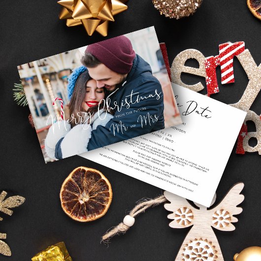 Carte Modern Elegant Mr & Mrs Christmas Couple Wedding