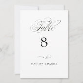 Carte Modern Elegant Script Classic Wedding Table Number (Devant)