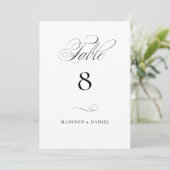 Carte Modern Elegant Script Classic Wedding Table Number (Debout devant)