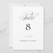 Carte Modern Elegant Script Classic Wedding Table Number (Dos)