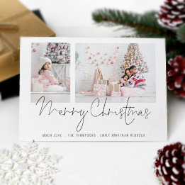 Carte Modern Family 2 Photos Script Merry Christmas Card