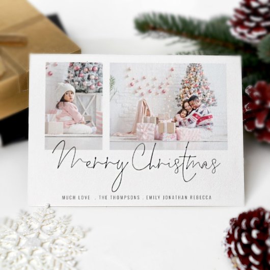 Carte Modern Family 2 Photos Script Merry Christmas Card