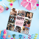 Carte Modern Girly Pink Friends Photo Collage Birthday<br><div class="desc">This modern and fun birthday card is perfect for your friend or family member. It features an eight photo collage grid, bold font, handwritten signature typography, and a special message to the birthday girl with her age displayed proudly. (The age can be changed to any number.) The color scheme includes...</div>