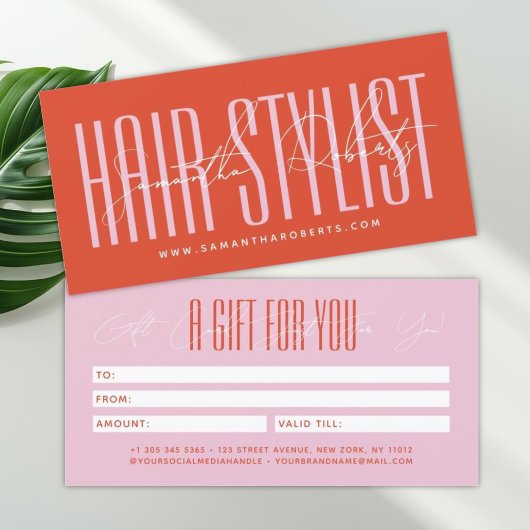 Carte Modern hair stylist script typography gift card