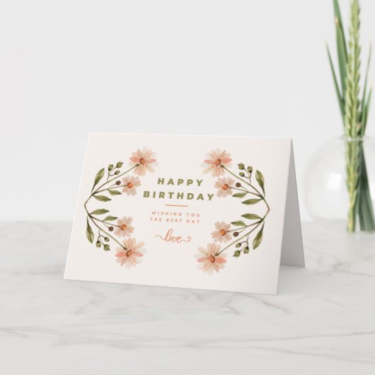 Carte Modern Happy Birthday Greeting Card Watercolor (Devant)