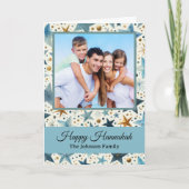 Carte Modern Happy Hanukkah Pattern Custom Family Photo (Devant)