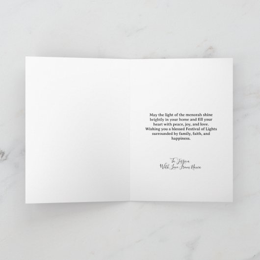 Carte Modern Happy Hanukkah Pattern Custom Family Photo (Intérieur)