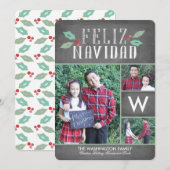 Carte Modern Hollies Feliz Navidad Holiday (Devant / Derrière)