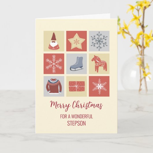 Carte Modern Illustrations Stepson Merry Christmas (Fleur jaune)