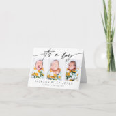 Carte Modern It's a Boy Baby Newborn 3 Photo Collage (Devant)