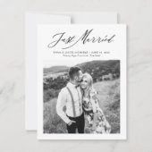 Carte Modern Just Married Calligraphy Wedding Elopement (Devant)