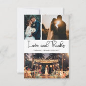 Carte Modern Love and Thanks Three Photo Wedding (Devant)
