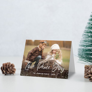 Carte Modern Love Peace Joy 2 PHOTO Christmas Card