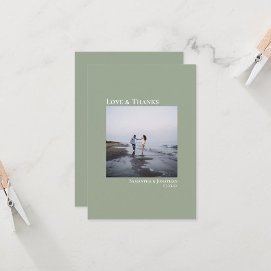 Carte Modern Love & Thanks Sage Green Photo (Devant/Arrière en situation)