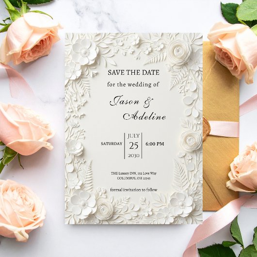 Carte Modern Luxury Floral Wedding Save the Date