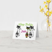 Carte Modern Mid Century Cats texte modifiable (Fleur jaune)