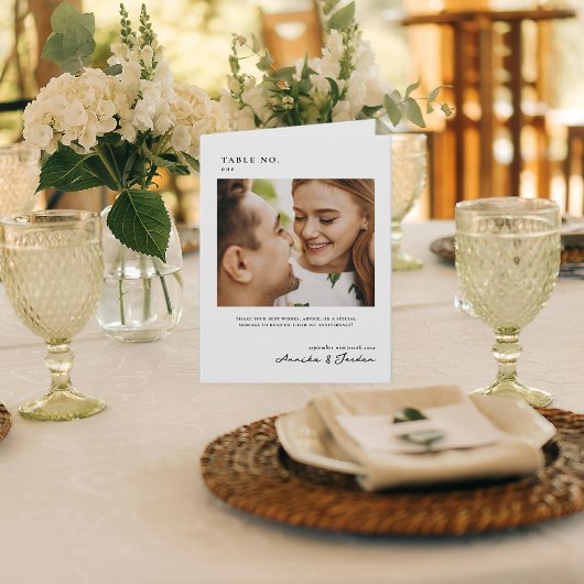 Carte Modern Minimal Photo | Table Number Guestbook