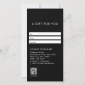 Carte Modern Minimalist Black QR Code Gift Certificate (Dos)