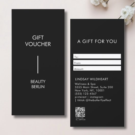 Carte Modern Minimalist Black QR Code Gift Certificate