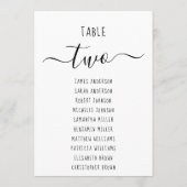 Carte Modern Minimalist Black & White Seating Chart Card (Dos)
