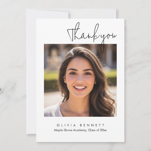 Carte Modern Minimalist Script Graduation Thank You Card (Devant)