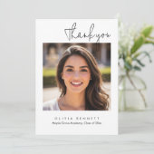 Carte Modern Minimalist Script Graduation Thank You Card (Debout devant)